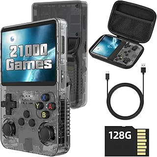 S_way R36S Portable Game Console, Open Source Linux System, 128G TF Card, 20000 Retro Games, 3.5 Inch IPS Screen, Portable Emulator Console for Retro Game Console, Battery