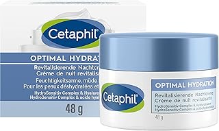 CETAPHIL Optimal Hydration Revitalising Night Cream, 48 g, Moisturises Face Skin for 24 Hours, Strengthens the Skin Barrier and Reduces Dryness Wrinkles, With Glycerin, Hyaluronic Acid & Jojoba Oil