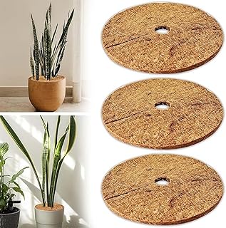 AUEFUDQ 3 Pieces 20 cm Disc Protection Plants, Coconut Plant Cover, Coconut Mat, Coconut Fibre Disc, Winter Protection for Potted Plants, Frost Protection