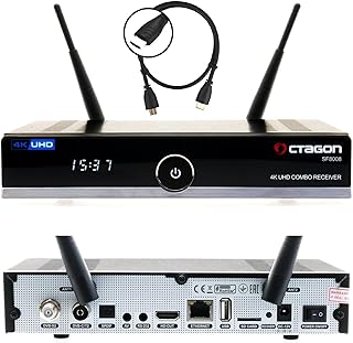 Octagon SF8008 4K HDR UHD H.265 E2 Linux Dual WiFi DVB-S2X & T2C Combo Cable DVB-T2 & Sat-Receiver