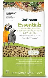 Zupreem Essentials Corporate Bird Food Natural Ingredients Bird Feeder Suitable for Parrots, Macaw, Cockatoos, Cockatoos and Other Medium and Large Birds 1.5kg