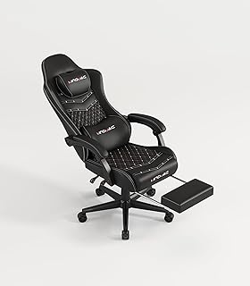 Gaming Chair, Computer Office Chair with Footrest, 155° Reclining Chair, Ergonomic High Back Computer Chair with Headrest and Lumbar Support for Adults and Kids(All Black)