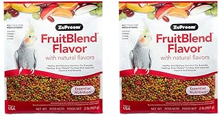 ZuPreem FruitBlend Flavor Pellets Bird Food for Medium Birds, 2 lb (Pack of 2) - Daily Blend Made in USA for Cockatiels, Quakers, Lovebirds, Small Conures