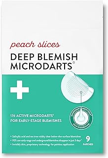 شرائح الخوخ لصقات Microdart لحب الشباب - غرواني مائي سريع المفعول - بقع عميقة المفعول - مجموعة من 9 لصقات للوجه لحب الشباب