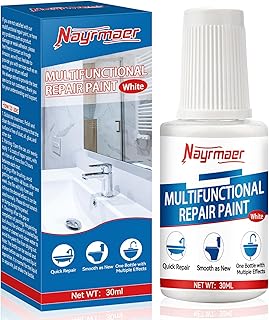 Nayrmaer Enamel Repair Varnish, Bathtub Paint, 30 ml Tile Paint, Bathroom White, Multifunctional Repair Paint, Suitable for Bathtubs, Showers, Sinks, Small Defects and Scratches