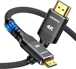 هاي وينجز كيبل ميني HDMI الى HDMI بطول 3.3 قدم، 4K 60Hz عالي السرعة HDMI الى كيبل HDMI ميني ذكر ثنائي الاتجاه 2.0 لتلفزيون HD والتابلت والكاميرا وكاميرا الفيديو [غلاف من الالومنيوم، مغطى بالنايلون]