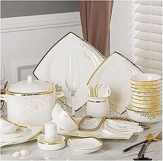 Dinnerware Sets Dish Set Fine Bone China PorcelainDinnerware Set for 10-15 People, Luxury Style High-end Bone China Phnom Penh Tableware Set (58pieces)