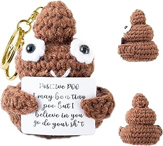 GUYOMM Positive Poo Gifts with Key Chain Funny Knitted Poo with Motivational Card Cute Crochet Doll Cheer Up Gifts Emotional Support Plush for Women Men Adults Mini Wool Stuff Table Decor