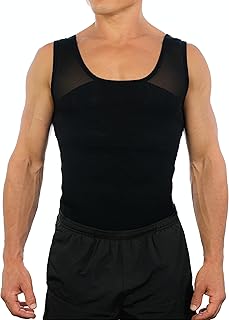 (X-Large, Black) - Original Men's Compression Shirt to Hide Gynecomastia Moobs Chest Slimming Body Shaper Undershirt