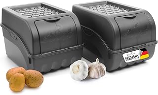 Novaliv Potato Storage Box, 2 x 5 L, Anthracite Grey, Onion Box, Vegetable Box, Stackable Potato Box, Onion Storage, Potato Basket, Fruit Container, Potato Box, Food Storage Container