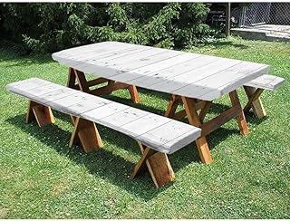 Wood plank Picnic Fitted Tablecloth and Bench Seats Table Cover, Wood plank texture print, for outdoor, park, terrace, 28 x 72 Inch