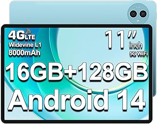 تابلت P50 اندرويد 14 11 بوصة ورام 14GB وروم 128GB (TF 4TB)، 4G LTE/SIM+5GWiFi، T606 ثماني النواة 2GHz لمس، 13MP/8000mAh/BT5/وايدفاين L1/GPS/OTG/نوع C/مقبس 3.5 ملم/ ميتال-200 24 EU من تيكلاست، أزرق