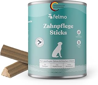 FELMO Dental Sticks with Pleasant Mint Smell for Dogs - 19 Probiotic Dental Care Snacks with Special Star Shape, Low Fat without Sugar and No Artificial Colours and Flavourings