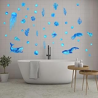 Pack of 2 Wall Stickers, Under the Sea Fish Wall Stickers, 20 x 30 cm Wall Stickers, Children's Room, Sea World Luminous Stickers, Cartoon Wall Figures, Children's Room, Baby Room, Bathroom Wall