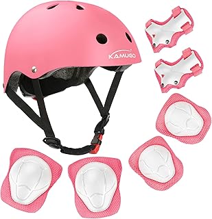 KAMUGO Kids Bike Helmet, Toddler Helmet for Ages 2-8 Boys Girls with Sports Protective Gear Set Knee Elbow Wrist Pads for Skateboard Cycling Scooter Rollerblading