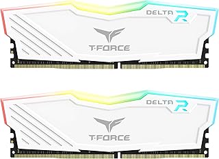 ذاكرة RAM تي فورس دلتا RGB DDR4 16GB (2x8GB) 3600MHz (PC4-28800) CL18 للالعاب من تيم جروب، لون ابيض، TF4D416G3600HC18JDC01