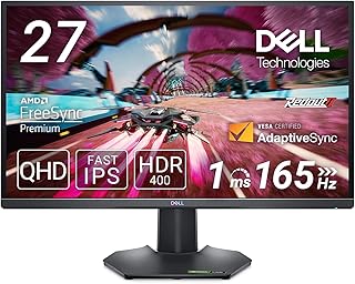 شاشة ألعاب ديل G2724D مقاس 27 بوصة QHD (2560x1440) 165Hz IPS باستجابة 1 مللي ثانية مع AMD فري سينك بريميوم وانفيديا جي سينك و99% sRGB وHDR 400 و2× منفذ DP ومنفذ HDMI، أسود