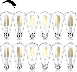 مصابيح LED اديسون عتيقة 60 واط تعادل 7 واط قابلة للتعتيم ST58 لمبات اضاءة بيضاء دافئة 3000 كلفن نمط عتيق اضاءة عالية السطوع 800 لومن E26 قاعدة متوسطة من الزجاج الشفاف للمنزل والمكتب، 12 قطعة