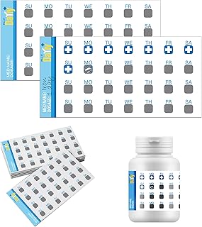 بيل ات دايلي + ملصقات قابلة للخدش لمساعدة البالغين على تحديد الجرعة المأخوذة، ملصقات ذاتية اللصق لتتبع حبوب الدواء وتذكير حبوب الدواء لصندوق حبوب الدواء وفيتامينات الاطفال ومكملات الحيوانات الاليفة،