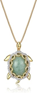 'MORGAN & PAIGE 18k Yellow Gold Plated 925 Sterling Silver Genuine Green Jade with Diamond or Created White Sapphire Animal Pendant Necklace, 18'''