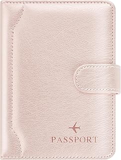 Herain Passport Holder, Passport Cover, Passport Wallet, for Family Women Men, Passport Case, Passport Book Protector, Passport and Vaccine Card Holder Combo, Travel Essentials, D-magnetic clasp-rose