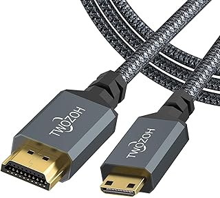 كيبل ميني HDMI الى HDMI، سلك مضفر 1 قدم، HDMI الى ميني HDMI عالي السرعة يدعم 3 دي 4 كيه / 60 هرتز 1080P 720P من تووزوه (30 سم)