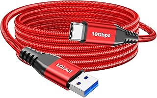 كيبل USB C بطول 10 قدم لنقل البيانات بسرعة جيجابايت في الثانية مزامنة 3.2 الجيل الثاني الى 3.1 امبير للشحن السريع لموبايل ايفون 16 برو وسامسونج جالكسي S23 ووحدة تحكم PS5 وكاميرا ويب