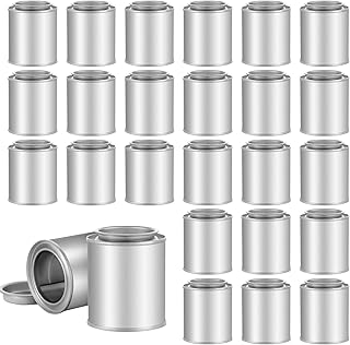 24 Pack Empty Metal Paint Cans with Lids(1/4 Pint Size),1/2 Cup Capacity Touch Up Paint Containers,Paint Storage Containers for Leftover Paint,Tiny Empty Unlined Pint Paint Pails