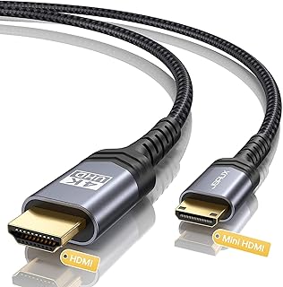 كيبل ميني HDMI الى بطول 6 قدم من جي سوكس هيكل مضفر الالومنيوم 2.0 عالي السرعة 4K 60Hz متوافق مع كاميرا وكاميرا فيديو وتابلت وبطاقة رسومات ولابتوب وراسبيري باي زيرو دبليو