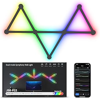 خطوط اضاءة حائط ذكية من كوبايبان قضبان LED RGB واي فاي اكثر من 16 مليون لون قابل للتعتيم مزامنة الموسيقى يمكنك تركيبها بنفسك لديكور المنزل لمحبي بث حفلات الالعاب تعمل مع اليكسا، أسود