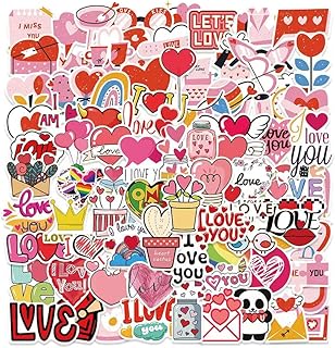 Valentine's Day Stickers, 100 PCS Valentine's Day Stickers for Kids, Vinyl Valentine's Day Games Crafts Activities Party Favors, Heart Gifts for Boys Girls