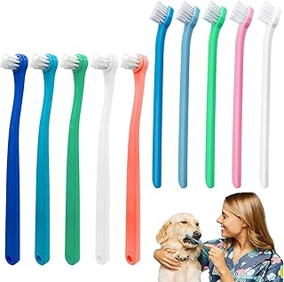 OWMOSYX 10 Pack Dog Cat Toothbrush Dental Hygiene Convenient Portable Mini Head Soft Brush Pet Cleaning Supplies for Sensitive Gum Puppy Kitten Small Breed Dogs