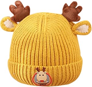 leomoste Baby Beanie Hat Cute Antlers Reindeer Crochet Knitted Hat Winter Warm Cap for Toddler Boys Girls