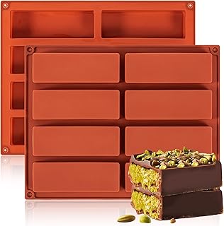 Youkly Deep Chocolate Mould, Pack of 2 Chocolate Moulds Silicone Deep, 8 Cavities Rectangular Chocolate Mould Silicone for Dubai Chocolate (2 Pieces)