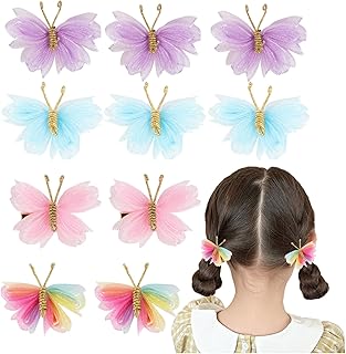 10PCS Mini Butterfly Hair Clips - Colorful butterfly hair accessories for Girls, Small Hair Bows with Non-Slip Clips - Perfect butterfly clips for hair and Cosplaying Parties