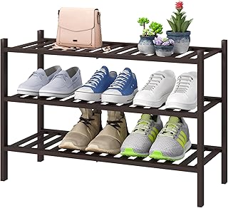 viewcare 3-Tier Bamboo Free Standing Shoe Racks, Stackable | Beautiful | Natural | Functional | Sturdy, Bamboo Shoe Rack for Entryway Hallway Closet