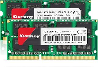 ذاكرة RAM سوديم DDR3L 1600 (8GBX2) سعة 16GB من كيوسيني، مزدوجة 2RX8 غير مدعومة بذاكرة مؤقتة او اي سي PC3L 12800 PC3L 12800s مزودة ب204 دبوس 1.35 1.5 فولت CL11 للابتوب والنوت بوك والكمبيوتر، كويسوني