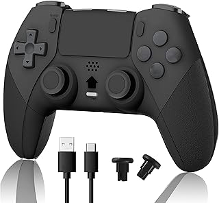 Wireless Pro Controller Compatible with PS4 /PS4 Pro/PS4 Slim Console Gaming Remote Built-in 800mAh Rechargeable Battery/Precise Joystick/Audio/Turbo/Advanced Buttons Programming Black أسود