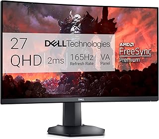 شاشة الألعاب المنحنية من Dell مقاس 27 بوصة مع معدل تحديث 165 هرتز QHD 2560 × 1440 أسود - S2722DGM ديل LED