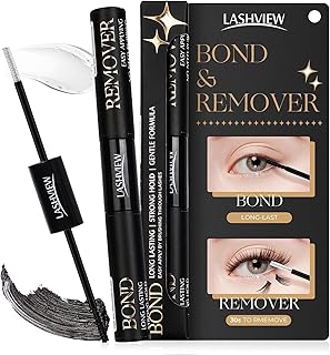 LASHVIEW 2 in 1 Lash Glue & Remover, Waterproof Mascara Adhesive With Strong 48 Hour Hold, Fast Removal With No Residue