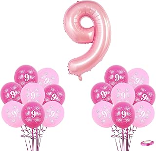 Happy Birthday Balloons for Kids Girl/Boy (HotPink/Pink, 9)