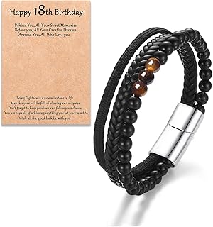 18TH Birthday Gifts for Boys Granson Son Natural Stones Bracelets 18 Years Old Birthday Present for Him