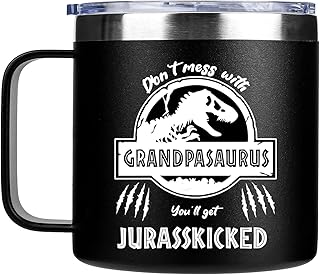 كوب مضحك للجد من ايديزون (Grandpasaurus) هدايا الجد - أفضل هدايا عيد ميلاد الجد - هدايا للجد من الحفيدة - هدية رائعة للجد لعيد الاب، ستانلس ستيل