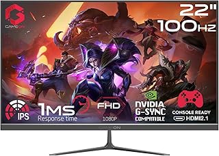 جيم اون شاشة كمبيوتر 22 انش العاب FHD 1080P 100Hz IPS 1 مللي ثانية عريضة 16:9 HDMI VGA ديسبلاي بورت ومكبرات صوت مدمجة (تدعم بلاي ستيشن 5) أسود