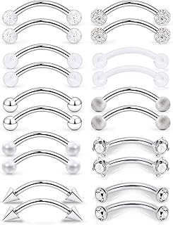 16G Eyebrow Rings Clear CZ Tragus Helix Rook Daith Earrings Lip Ring Barbell Body Piercing Jewelry Retainer 6mm 8mm 10mm