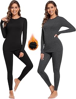 BESTENA Women’s Thermal Underwear Set, Soft Fleece Lined Long Underwear, Warm Base Layer Top and Bottom