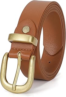 VONMELLI Women Casual Leather Belt Fashion Ladies Waist Belt for Jeans Pants Dress Belt with Gold Buckle