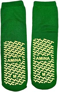 AMiNA Non Slip Socks for Women and Men, 3 Pairs Grip Socks Hospital Non Slip Socks Safety Grippy Socks for Elderly, Recovery