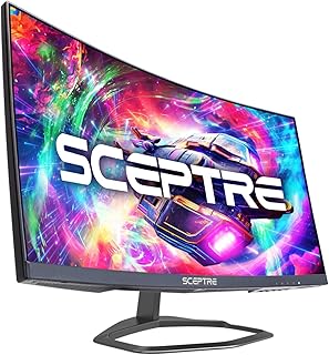 سكيبتر شاشة العاب منحنية 24.5 انش حتى 240Hz 1080p R1500 1ms منفذ عرض × 2 HDMI 2 مكبرات صوت مدمجة في الضوء الازرق ، اسود 2023 C255B - FWT240 LCD