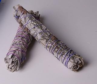 Native Spirit: Lavender / White Sage Incense Bundle L Approx. 22 cm (9 Inch Smudge Stick) Natural, Fair Tade